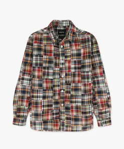 Howlin Afterthoughts Shirt - Multi Madras Patchwork Hot