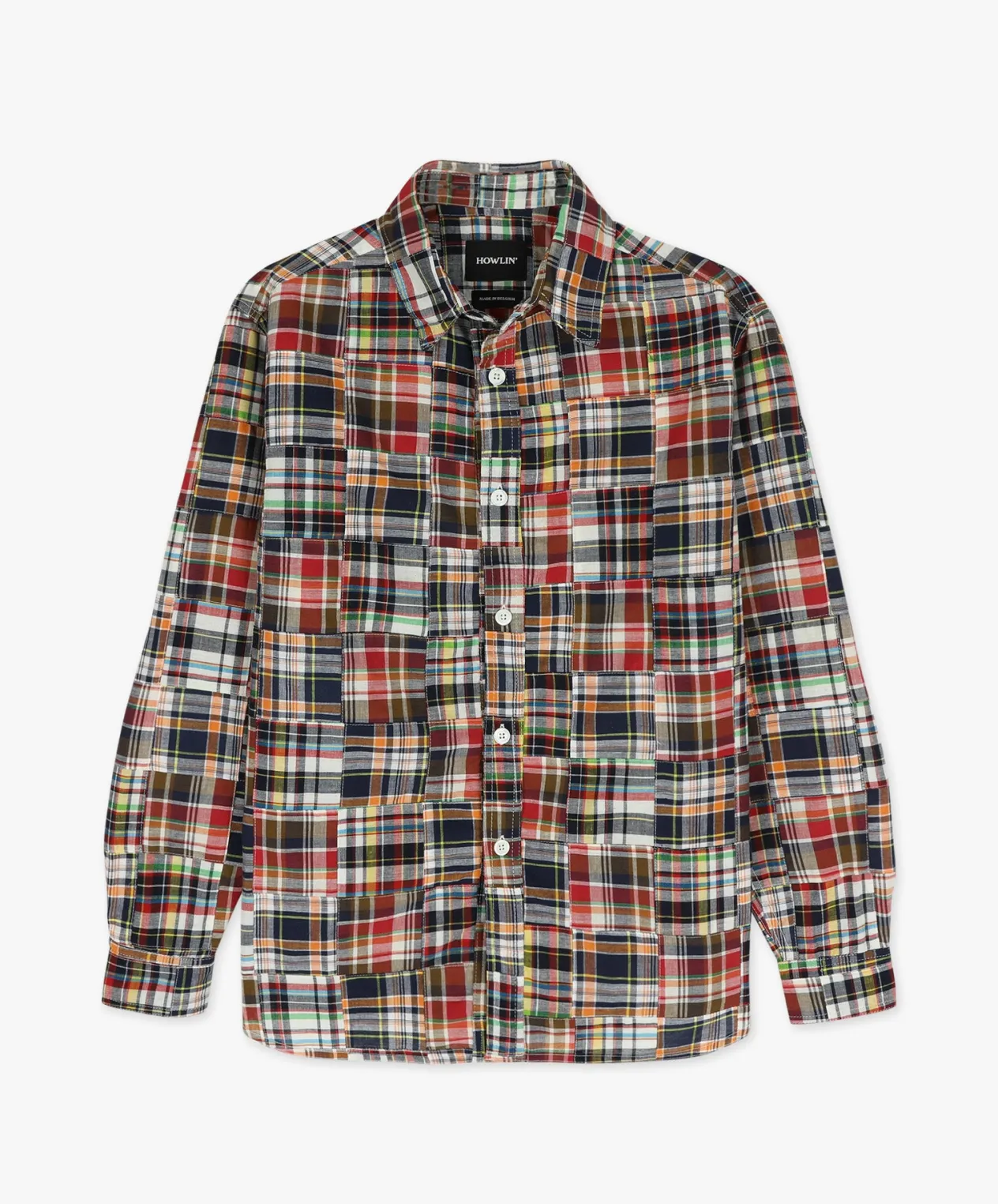 Howlin Afterthoughts Shirt - Multi Madras Patchwork Hot