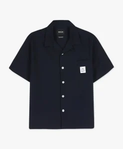 Howlin Cocktail Shirt With Music Note - Navy Japanese Seersucker Shop