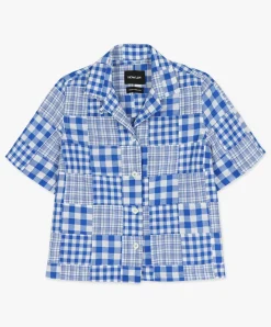 Howlin Cocktails For The Girls Please Shirt - Blue Madras Patchwork (Women) Best