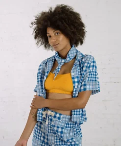 Howlin Cocktails For The Girls Please Shirt - Blue Madras Patchwork (Women) Best