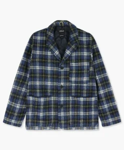 Howlin Cosmic Blazer - Brushed Japanese Wool Check Blue Mix Fashion