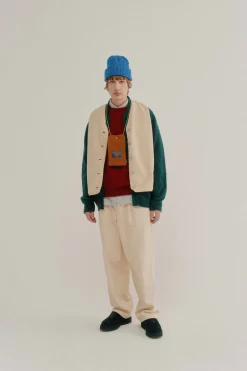 Howlin Cosmic Vest - Brushed Japanese Cotton Check Camel Fashion