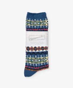Anonymous Ism Fairisle Socks - Indigo Sale