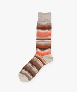 Anonymous Ism Sarape Stripes Crew Socks - Beige New