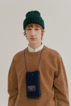 Howlin Shaggy Bear Pouch - Recycled Shearling Navy Sale