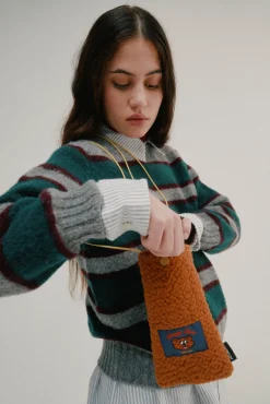 Howlin Shaggy Bear Pouch - Recycled Shearling Cognac Clearance