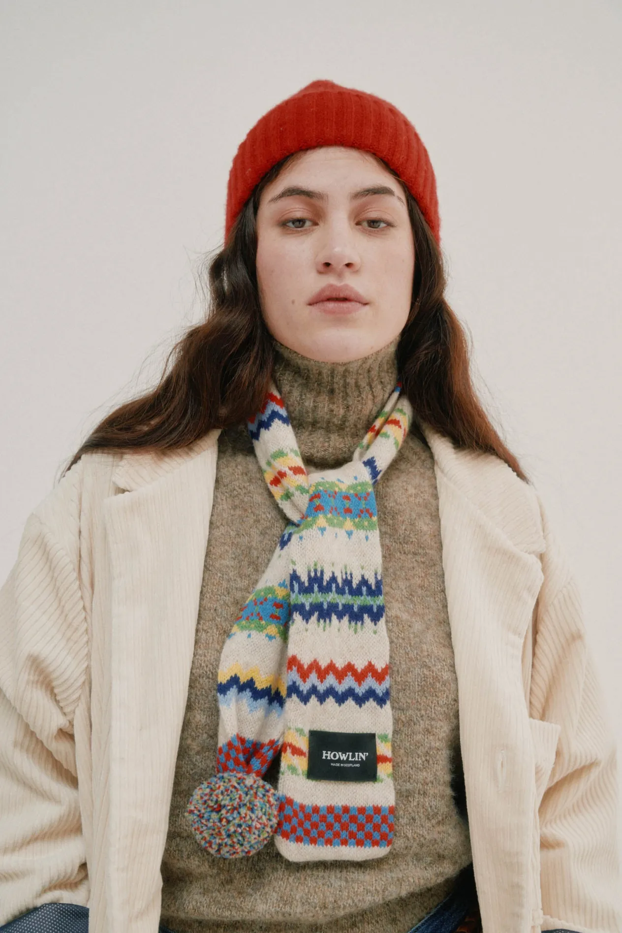 Howlin Small Woolen Wonder Scarf - Cosmic Latte Fashion