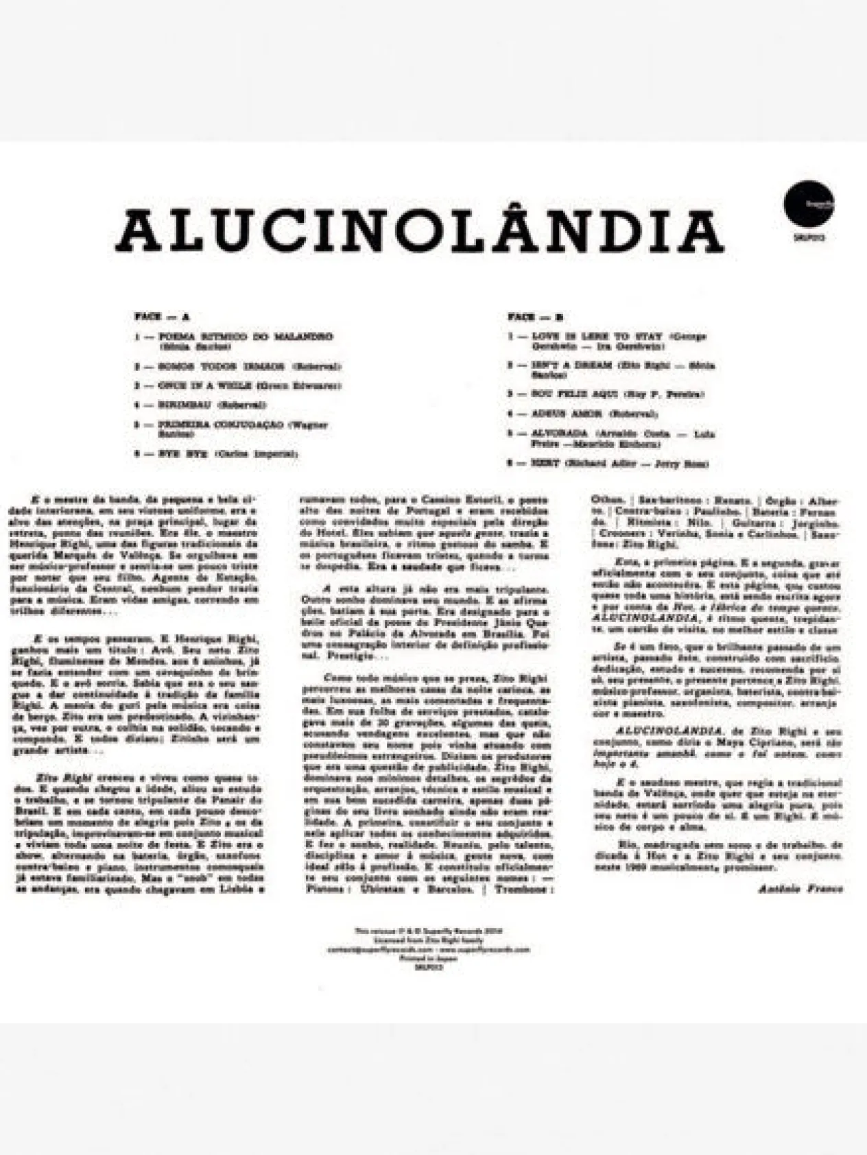 Music Zito Righi e Seu Conjunto - Alucinolandia LP Best